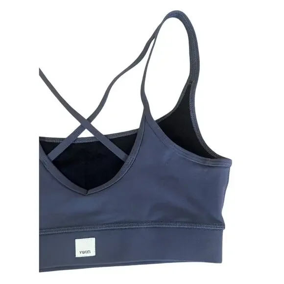 VUORI Mind Set Strappy Sports Bra Stone Blue Color Light Support Size XS MINT! - Picture 7 of 9